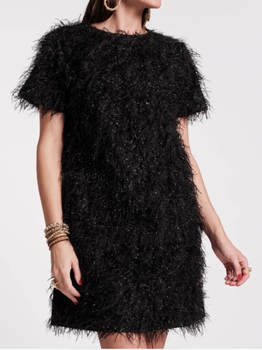 NWT, FRANCES VALENTINE, SHIFTY DRESS IN BLACK GOTHAM SHAG POLY - Picture 1 of 14